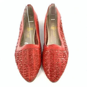 Hunt club flats size 6 red leather vintage 70s 80s huaraches loafers granny core